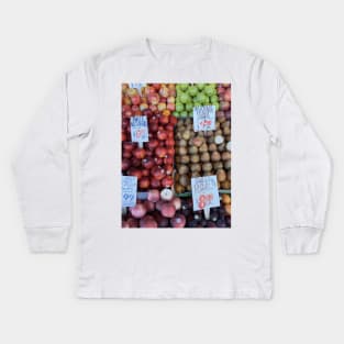 Fresh Fruit, Pike Place Farmers Market Kids Long Sleeve T-Shirt